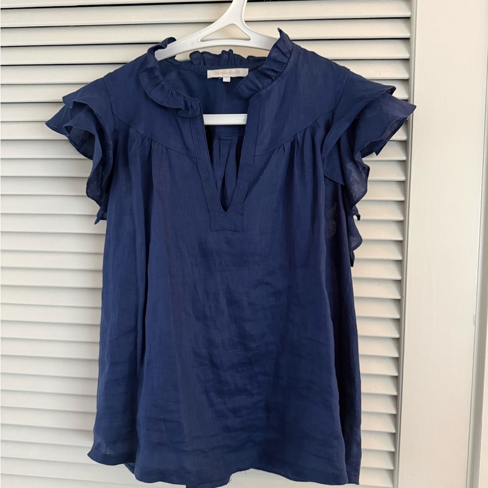 Olivaseous Women's Navy Ruffle Sleeve Top❗️